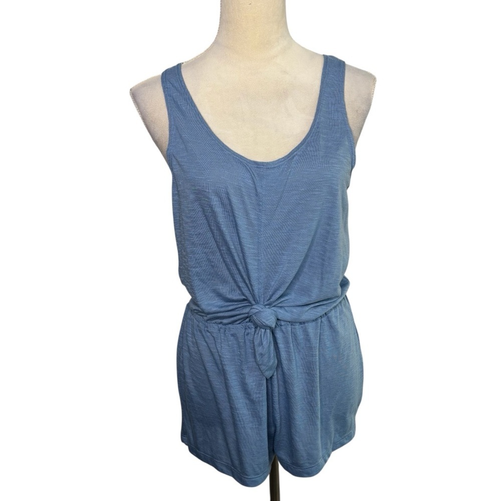 BECCA By Rebecca Virtue Blue Knot-Front Swim Coverup Romper Size Small Beach